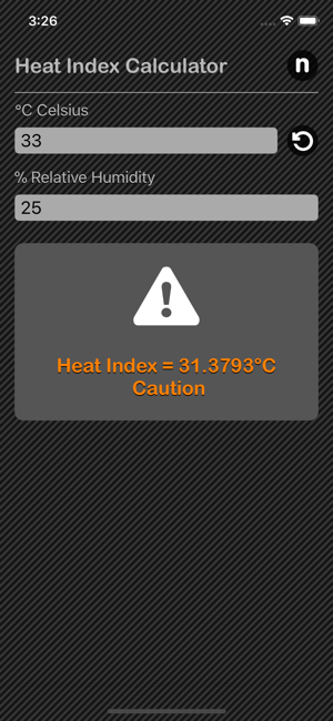 Heat Index Claculator iOS App for iPhone and iPad