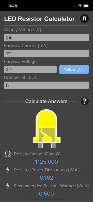 LED Resistor Calculator Plus iOS App for iPhone and iPad