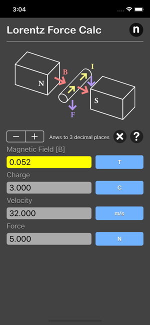 Lorentz Force Calculator iOS App for iPhone and iPad