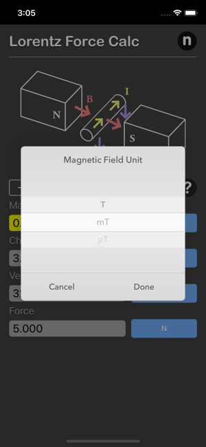 Lorentz Force Calculator iOS App for iPhone and iPad