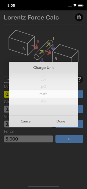 Lorentz Force Calculator iOS App for iPhone and iPad