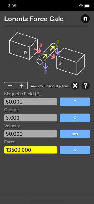 Lorentz Force Calculator iOS App for iPhone and iPad