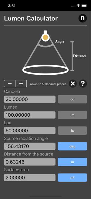 Lumen Calculator iOS App for iPhone and iPad