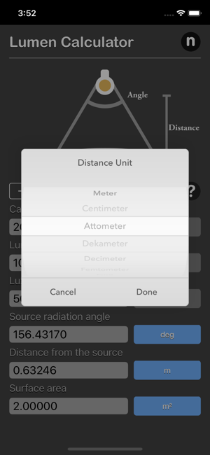 Lumen Calculator iOS App for iPhone and iPad