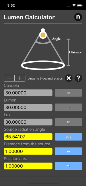 Lumen Calculator iOS App for iPhone and iPad