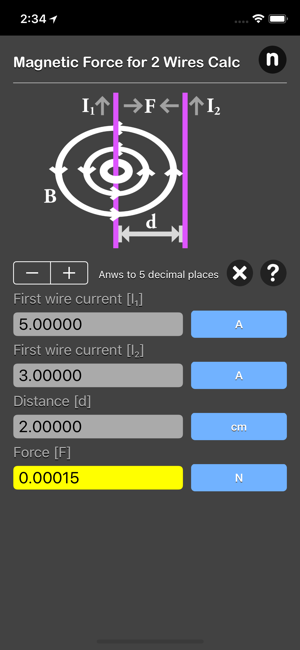 Magnetic Force Between Wires C iOS App for iPhone and iPad