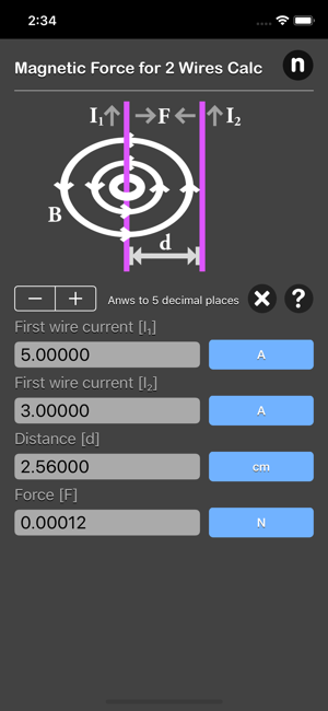 Magnetic Force Between Wires C iOS App for iPhone and iPad