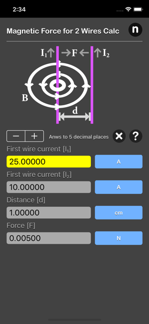 Magnetic Force Between Wires C iOS App for iPhone and iPad