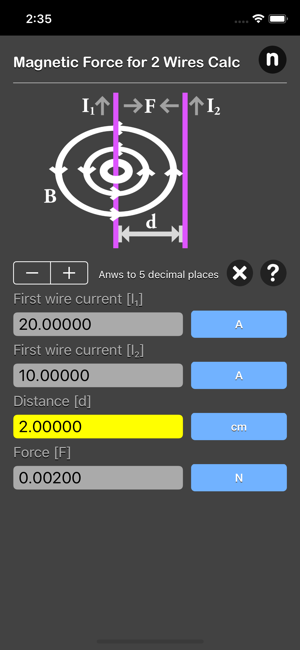 Magnetic Force Between Wires C iOS App for iPhone and iPad