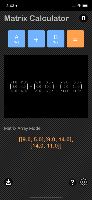 Matrix Calculator Nitrio iOS App for iPhone and iPad