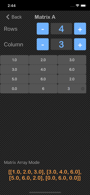 Matrix Calculator Nitrio iOS App for iPhone and iPad