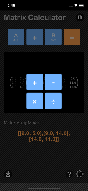 Matrix Calculator Nitrio iOS App for iPhone and iPad