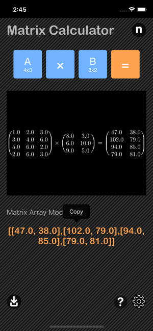 Matrix Calculator Nitrio iOS App for iPhone and iPad