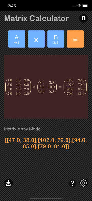 Matrix Calculator Nitrio iOS App for iPhone and iPad