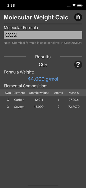 Molecular Weight Calculator iOS App for iPhone and iPad