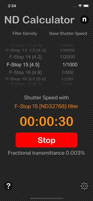 Neutral Density Calculator iOS App for iPhone and iPad