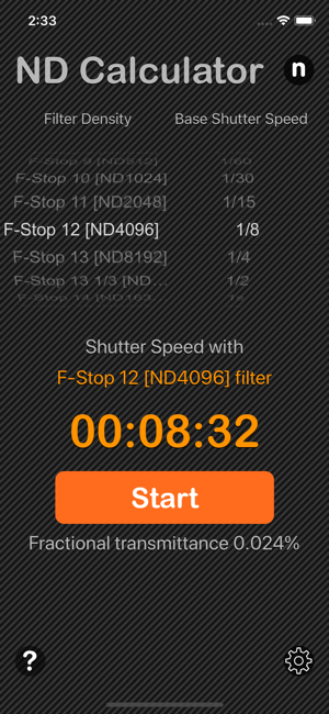 Neutral Density Calculator iOS App for iPhone and iPad