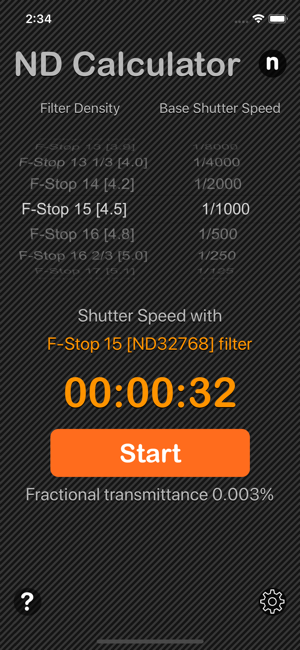 Neutral Density Calculator iOS App for iPhone and iPad