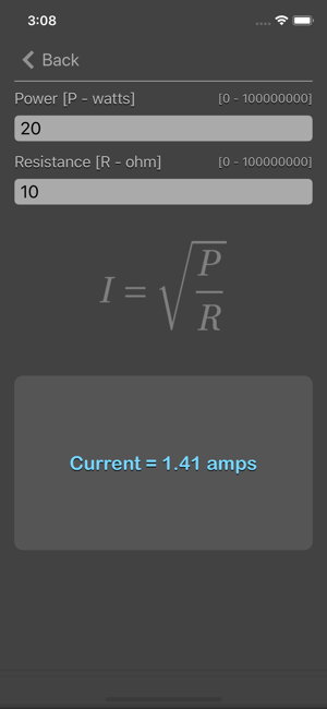 Ohm Law Calculator iOS App for iPhone and iPad