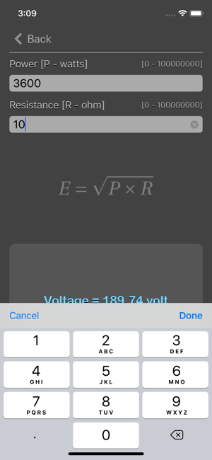 Ohm Law Calculator iOS App for iPhone and iPad