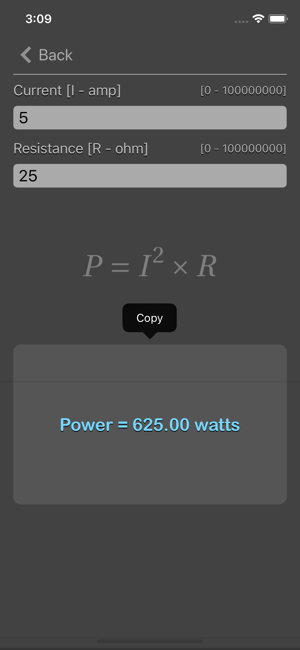 Ohm Law Calculator iOS App for iPhone and iPad