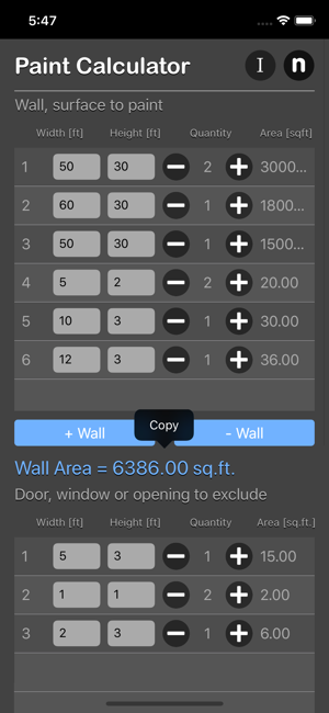 Paint Calculator Plus iOS App for iPhone and iPad