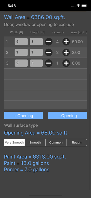 Paint Calculator Plus iOS App for iPhone and iPad