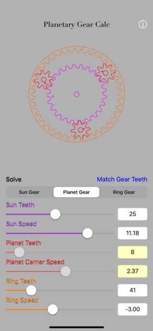 Planetary Gear Calculator iOS App for iPhone and iPad