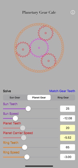 Planetary Gear Calculator iOS App for iPhone and iPad
