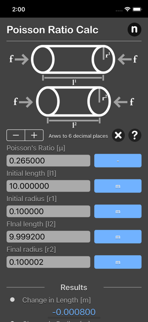 Poisson Ratio Calculator iOS App for iPhone and iPad