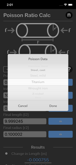 Poisson Ratio Calculator iOS App for iPhone and iPad