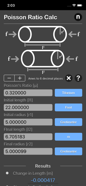 Poisson Ratio Calculator iOS App for iPhone and iPad