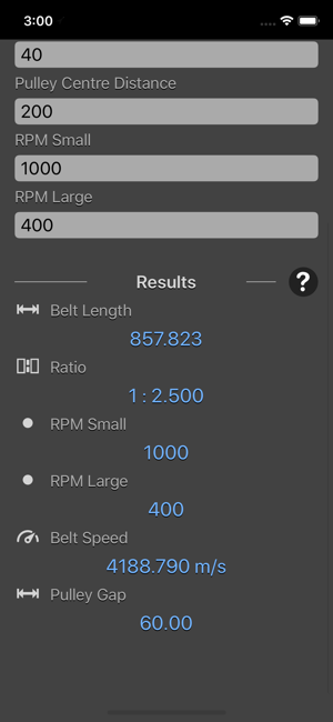 Pulley Calculator iOS App for iPhone and iPad