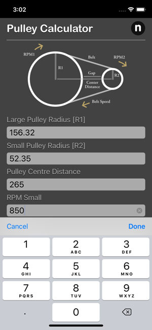 Pulley Calculator iOS App for iPhone and iPad