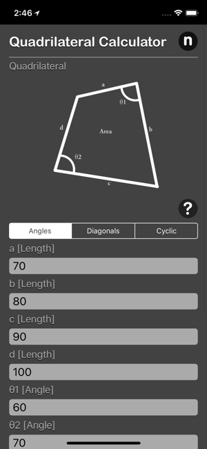 Quadrilateral Calculator iOS App for iPhone and iPad