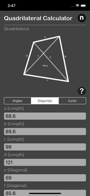 Quadrilateral Calculator iOS App for iPhone and iPad