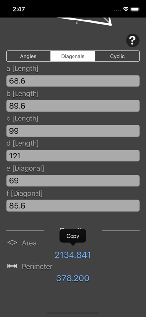 Quadrilateral Calculator iOS App for iPhone and iPad