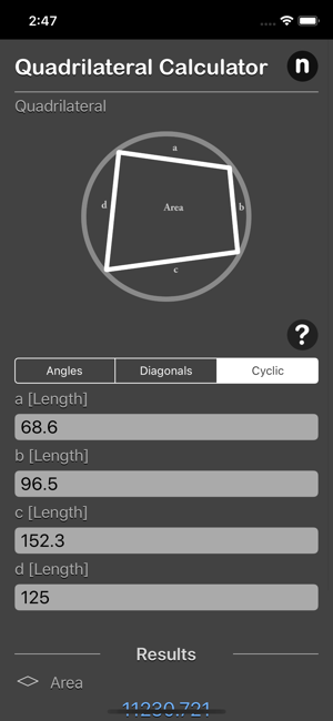 Quadrilateral Calculator iOS App for iPhone and iPad