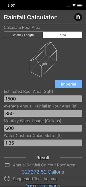 Rainfall Calculator iOS App for iPhone and iPad