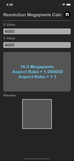 Resolution Megapixels Calc iOS App for iPhone and iPad