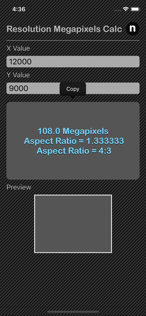 Resolution Megapixels Calc iOS App for iPhone and iPad