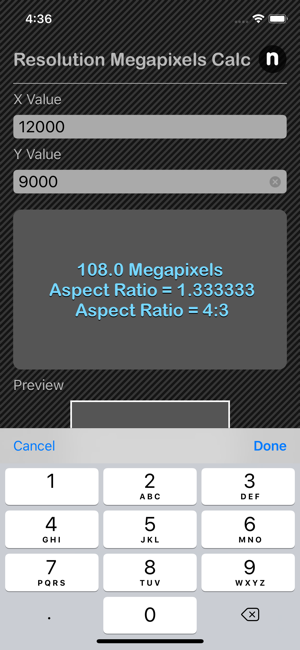 Resolution Megapixels Calc iOS App for iPhone and iPad