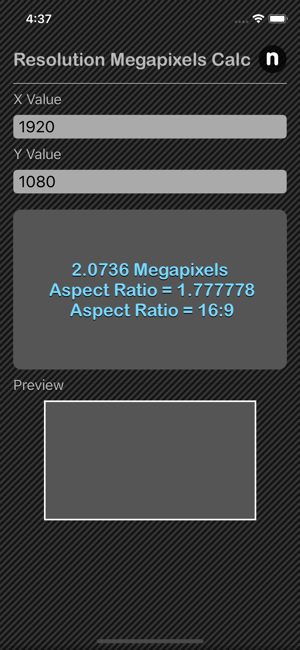 Resolution Megapixels Calc iOS App for iPhone and iPad