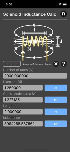 Solenoid Inductance Calculator iOS App for iPhone and iPad