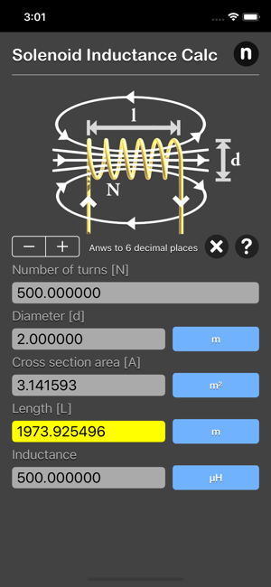 Solenoid Inductance Calculator iOS App for iPhone and iPad