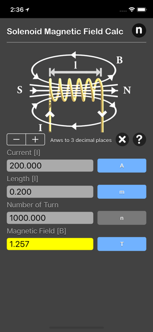 Solenoid Magnetic Field Calc iOS App for iPhone and iPad