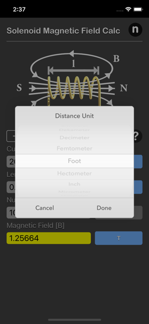 Solenoid Magnetic Field Calc iOS App for iPhone and iPad
