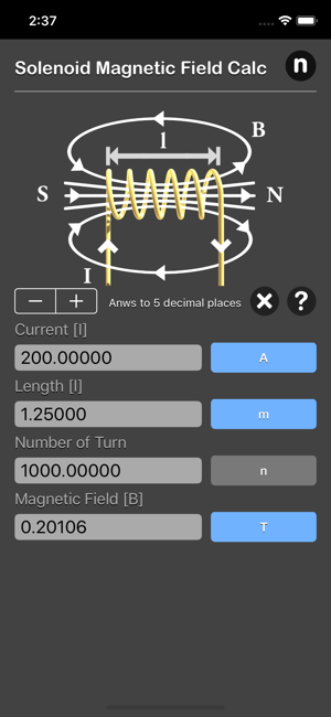 Solenoid Magnetic Field Calc iOS App for iPhone and iPad