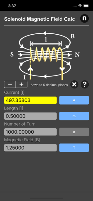 Solenoid Magnetic Field Calc iOS App for iPhone and iPad