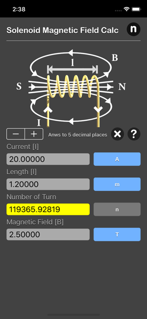 Solenoid Magnetic Field Calc iOS App for iPhone and iPad
